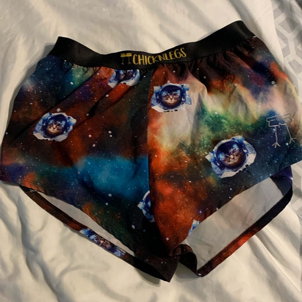 Chicknlegs space cat shorts